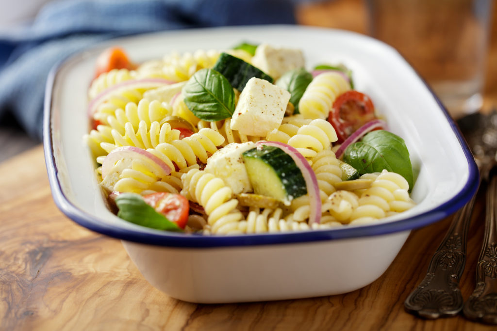 Greek style pasta salad
