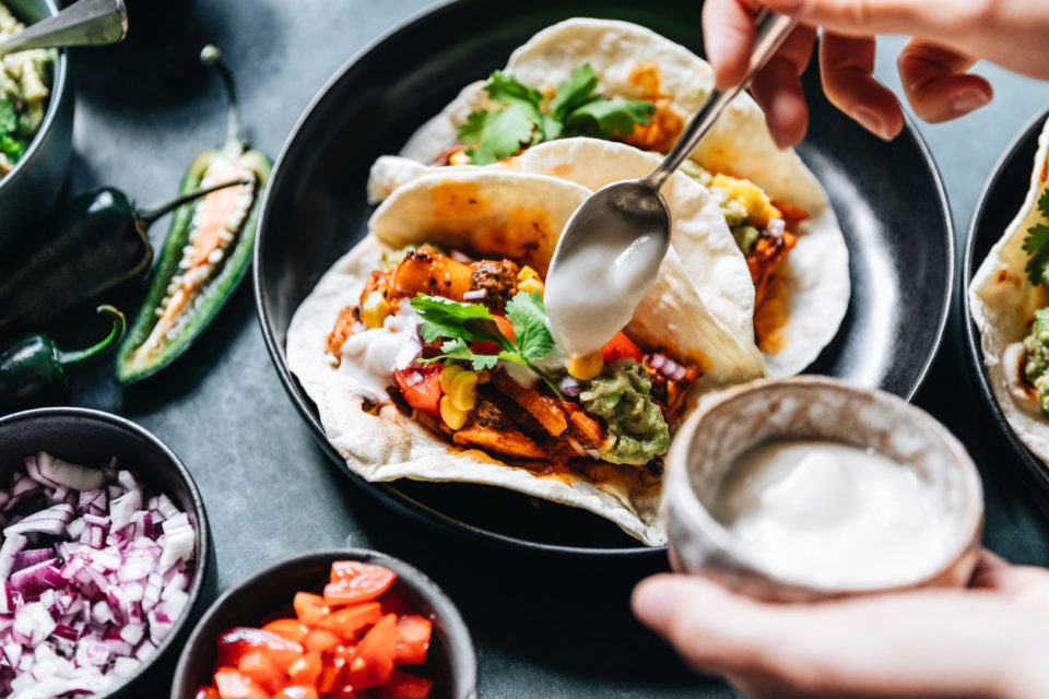 Chef preparing tacos