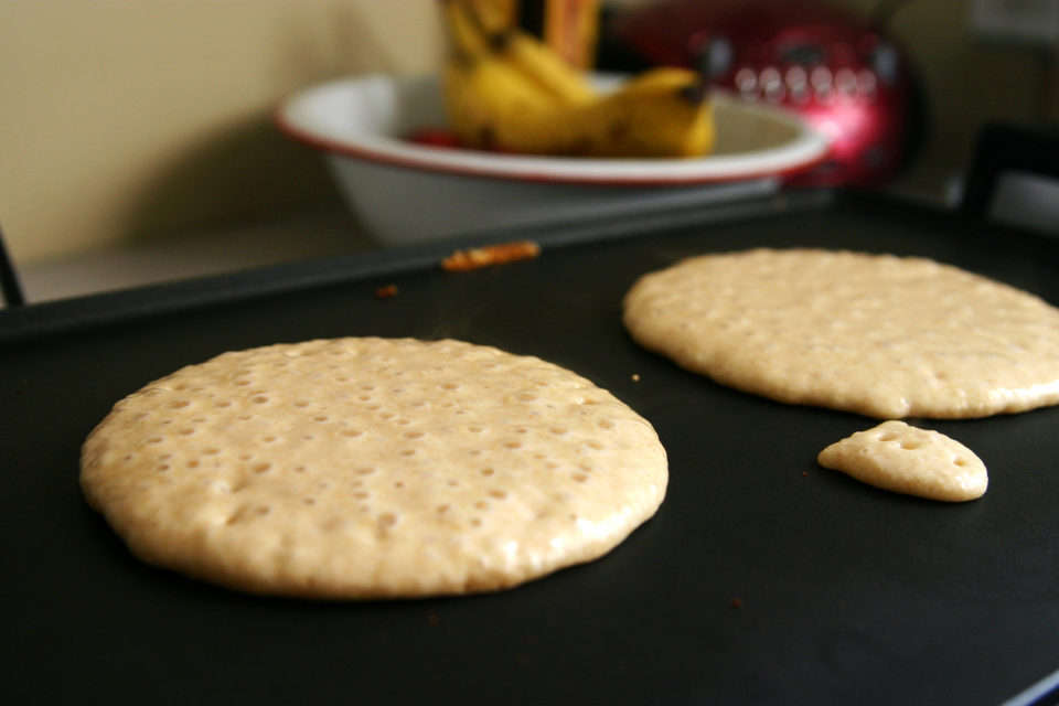 Pancakes on griddle