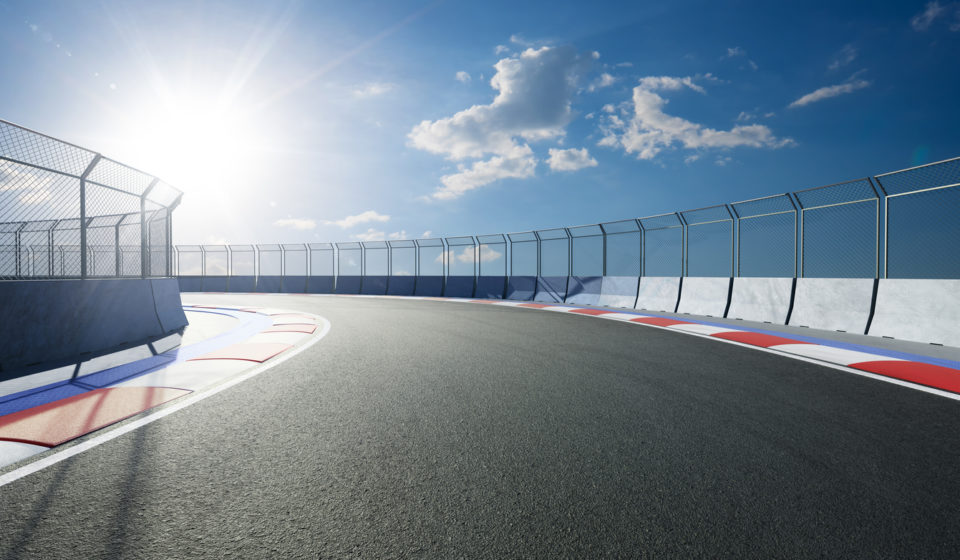 Racetrack with railing