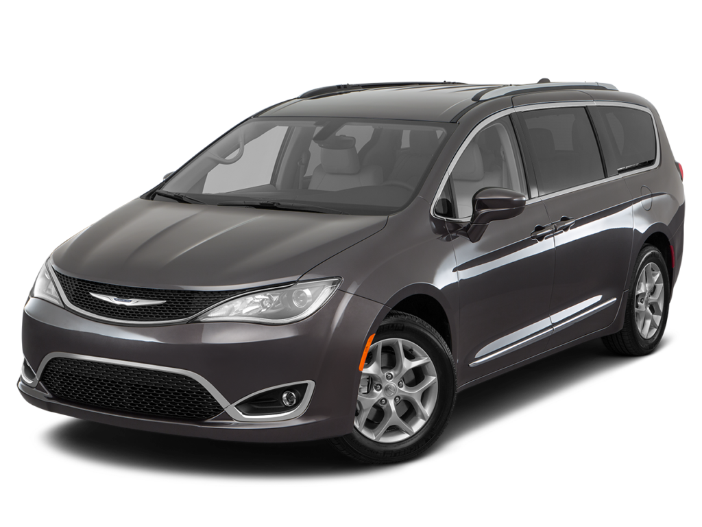 Grey 2018 Chrysler Pacifica against a white background